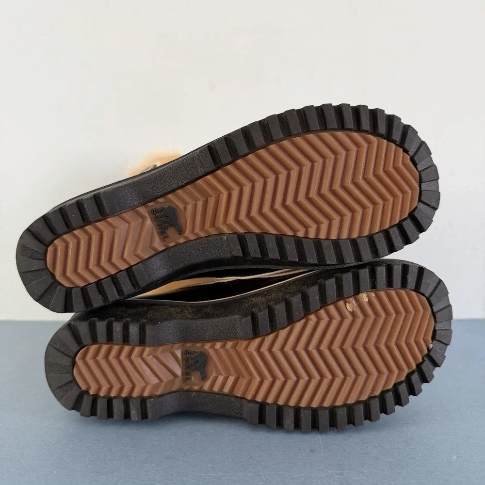 Sorel‎ Tivoli II Curry Tan Suede Faux Fur Lined Waterproof Winter Snow Boots